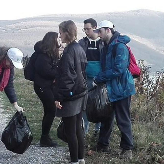 Gruppe beim Müllsammeln